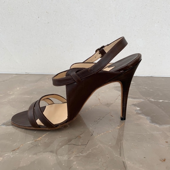 Manolo Blahnik Brown Leather Strappy Sandals, 36.5 - Picture 5 of 14